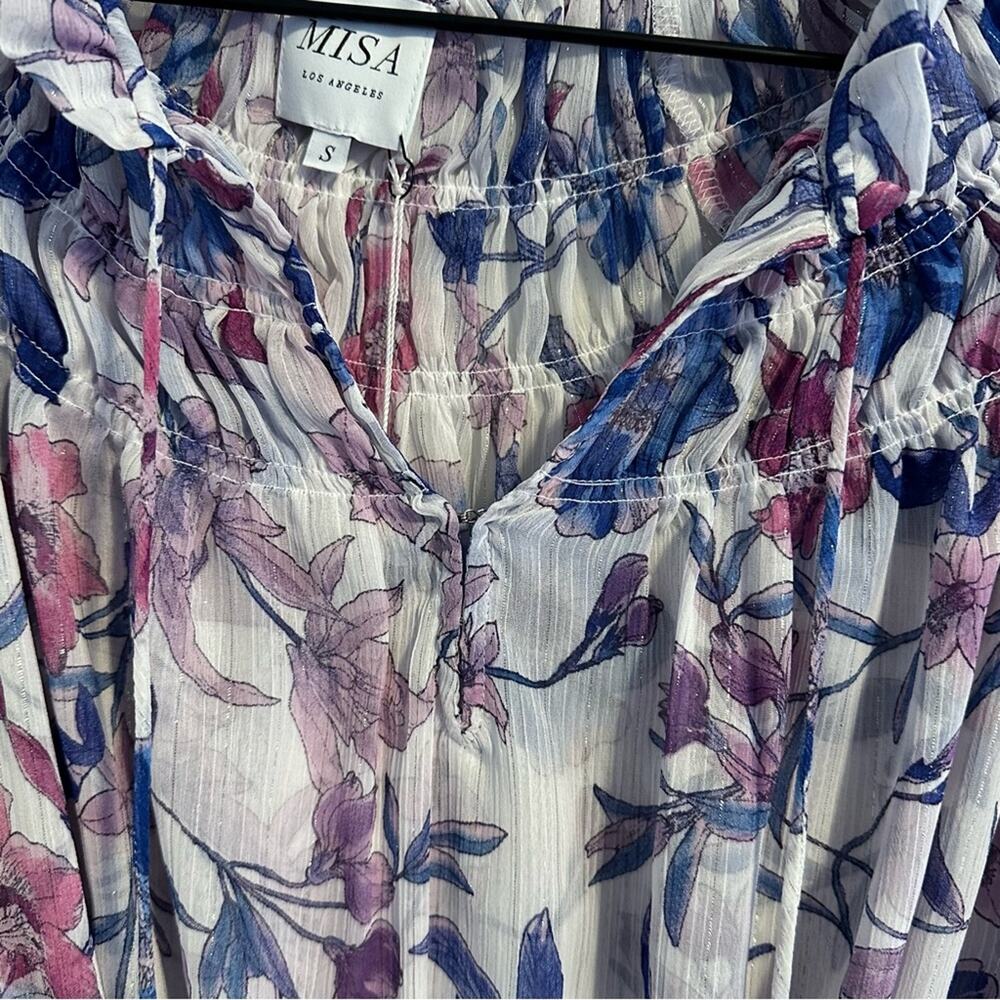 NWT MISA Los Angeles Purple Blue Floral Mini Dress Small - Picture 10 of 12